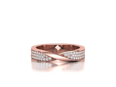 Vinculum- Брачни халки с извит дизайн и диаманти от 14К розово злато