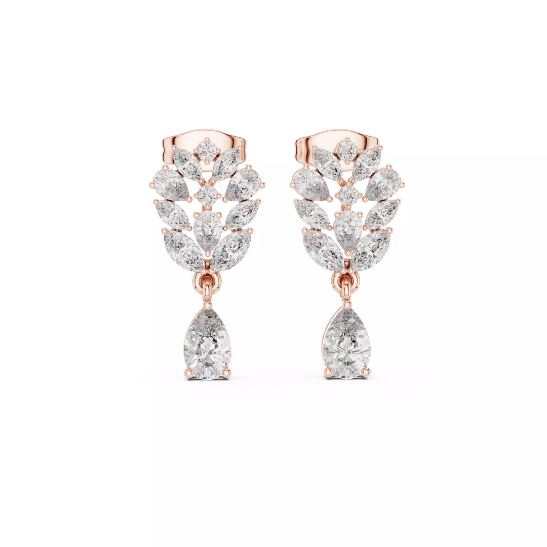Virelia – обеци, висящи с диаманти от 14К розово злато