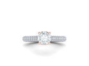 Virella – диамантен пръстен с кръгъл диамант 1 ct и диаманти по халката в 14К бяло злато с розово злато