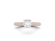 Virella – диамантен пръстен с кръгъл диамант 1 ct и диаманти по халката в 14К розово злато