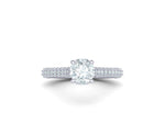 Заредете изображението в галерията: Virella – диамантен пръстен с кръгъл диамант 1 ct и диаманти по халката в 14К бяло злато
