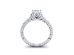 Virella – диамантен пръстен с кръгъл диамант 1 ct и диаманти по халката в 14К бяло злато