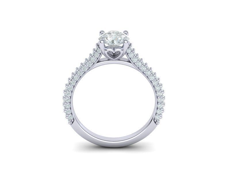 Virella – диамантен пръстен с кръгъл диамант 1 ct и диаманти по халката в 14К бяло злато