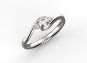Oculus – годежен пръстен с диаманти и bypass дизайн в 14K бяло злато